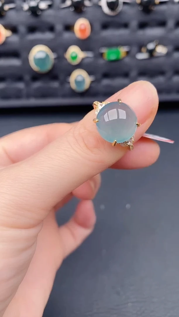 银S925镶嵌戒指翡翠天然a货翡翠110