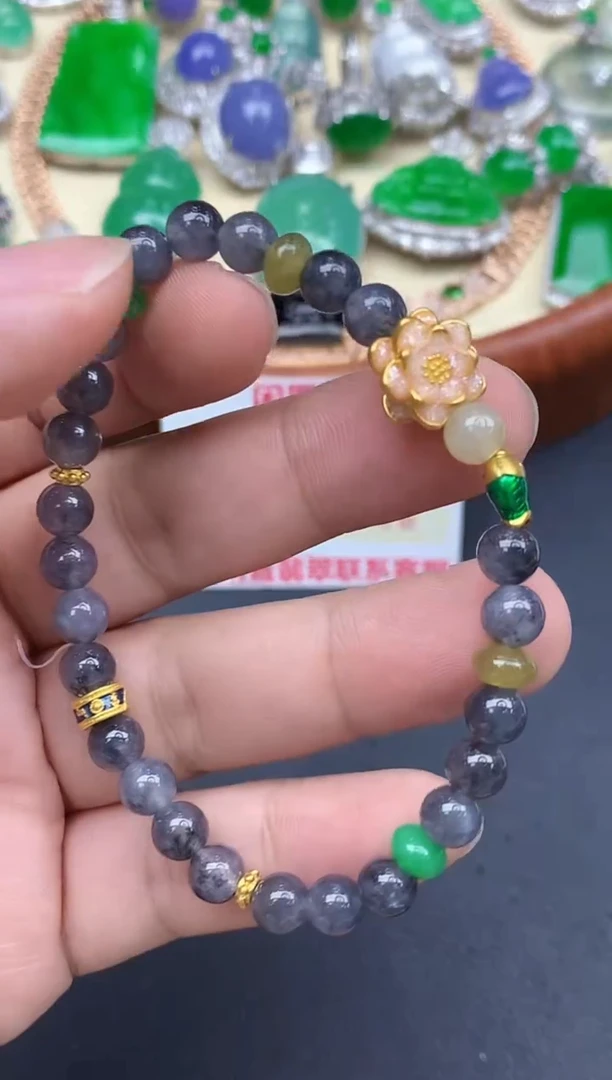 足金镶嵌手链翡翠526-中国好珍宝