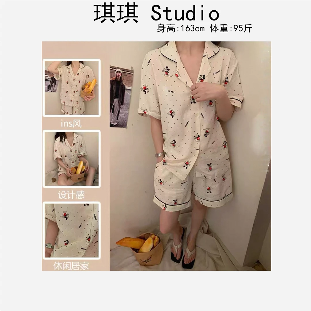 春季新款轻奢高级翻领短袖上衣短裤ins风休闲家居服三件套Y001-G