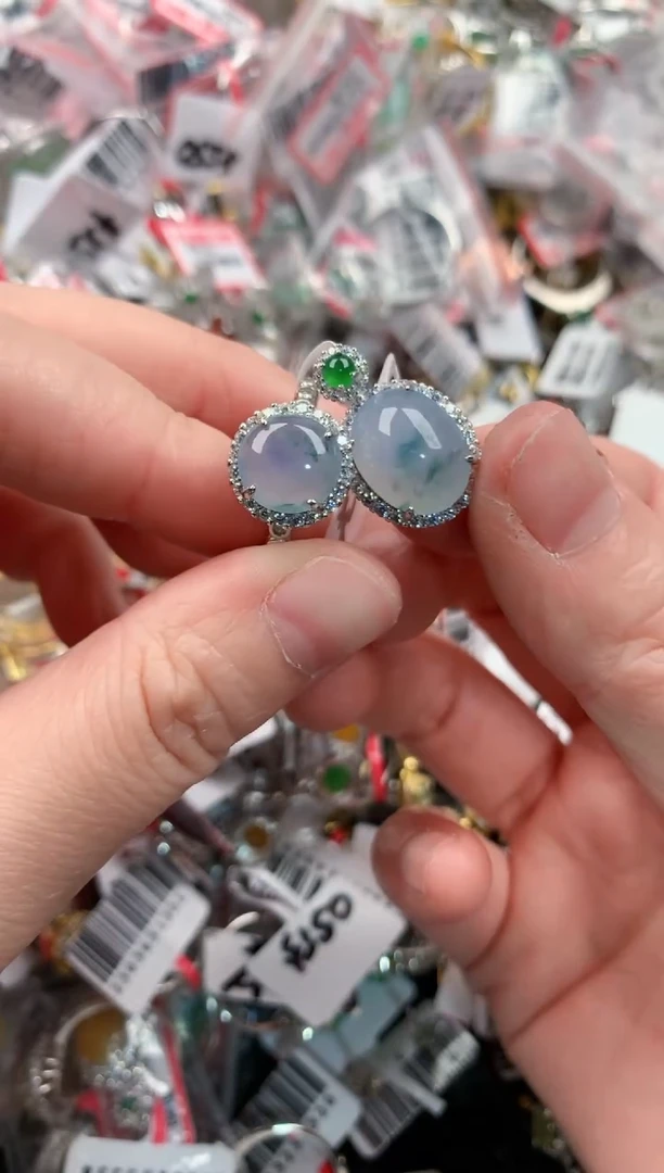 银S925镶嵌戒指翡翠222----7