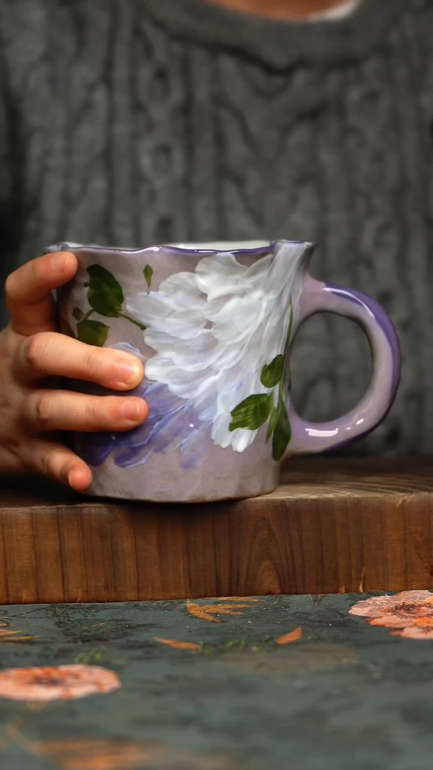 杯釉下彩手工手绘同款陶器