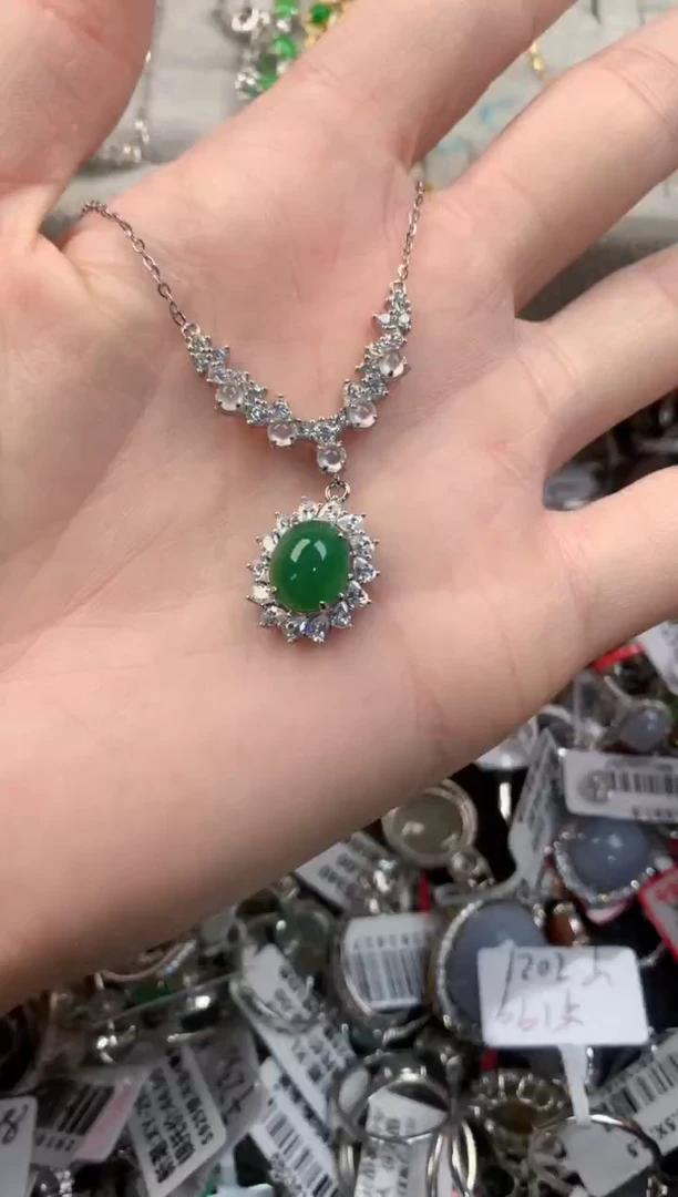 银S925镶嵌戒指翡翠555          9