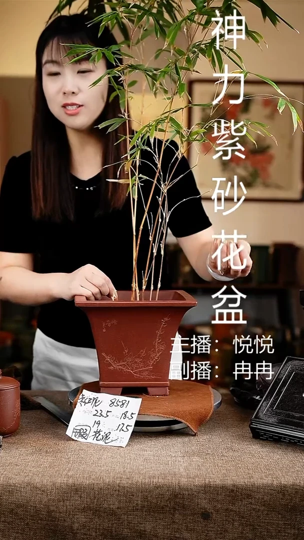 紫砂花盆花卉工艺8581微瑕