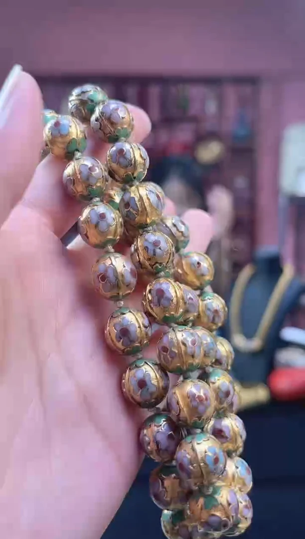 非遗 景泰蓝项链 金地瓜棱 1.2