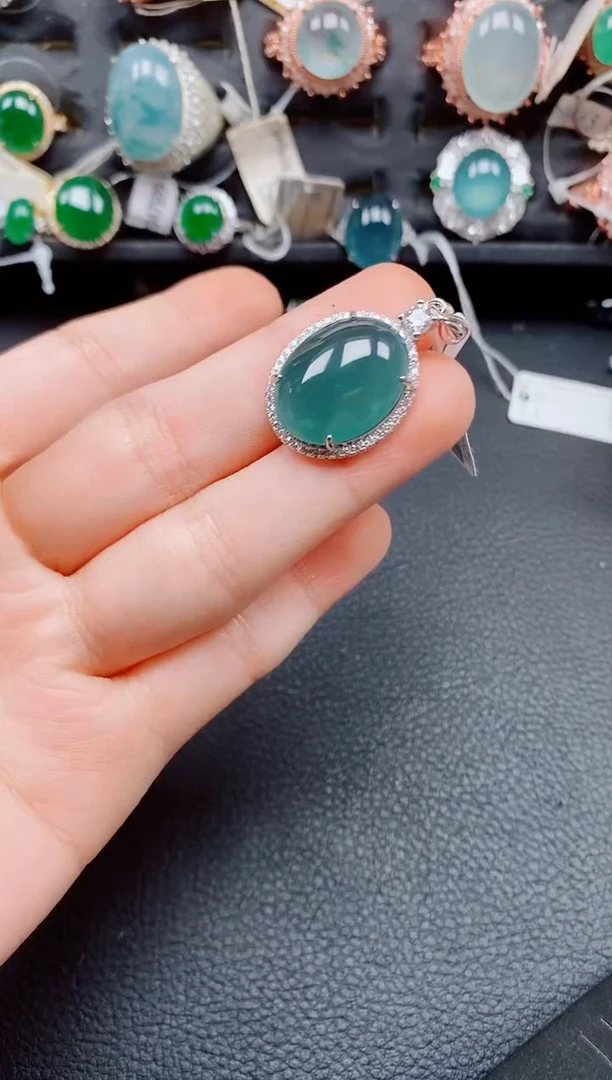 吊坠(赠链)银S925镶嵌翡翠翡翠