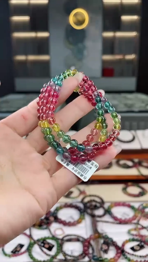 未镶嵌老矿碧玺三圈手串5mm+碧玺多样性发一条T