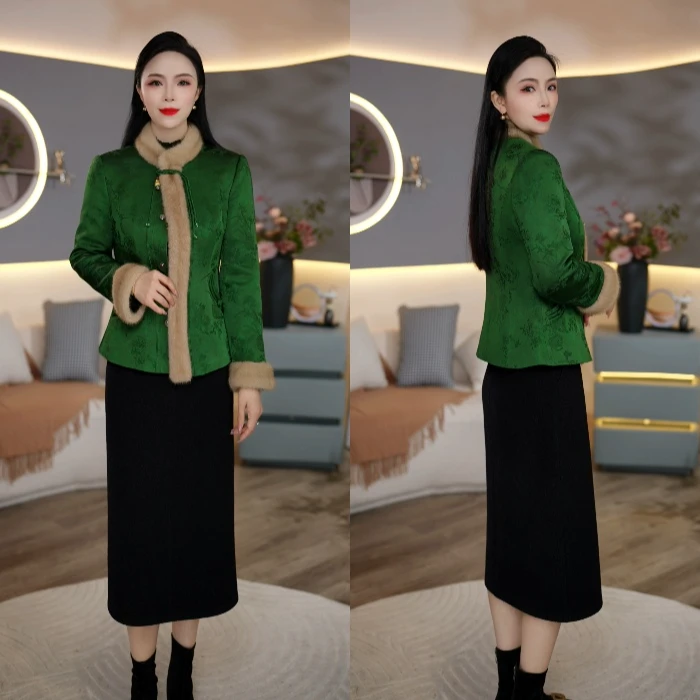 冬季外套+连衣裙优雅贵妇气质两件套6372