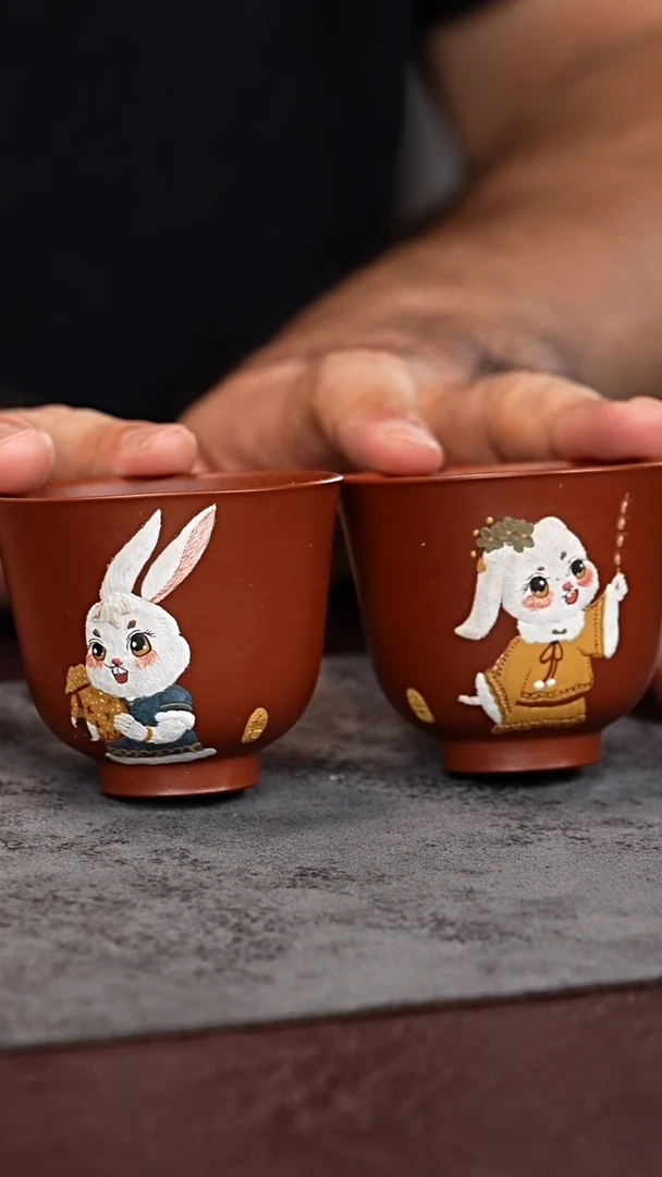 茶杯紫砂紫砂泥绘主人杯