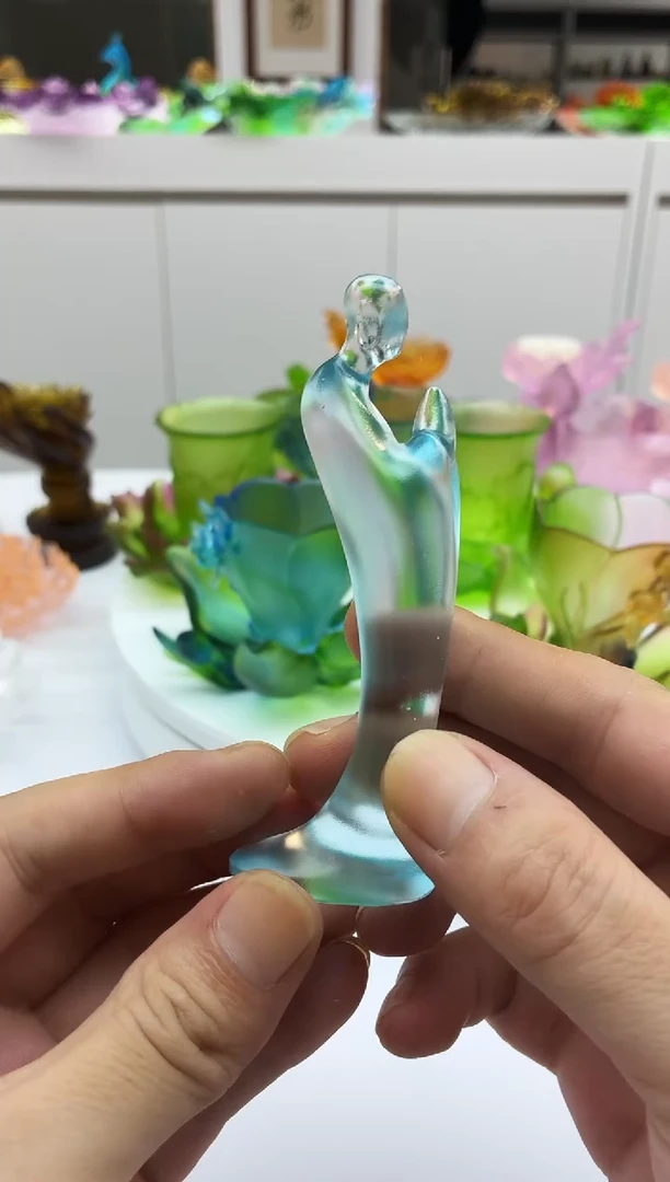 琉璃天蓝色无相佛茶宠摆件10.5公分