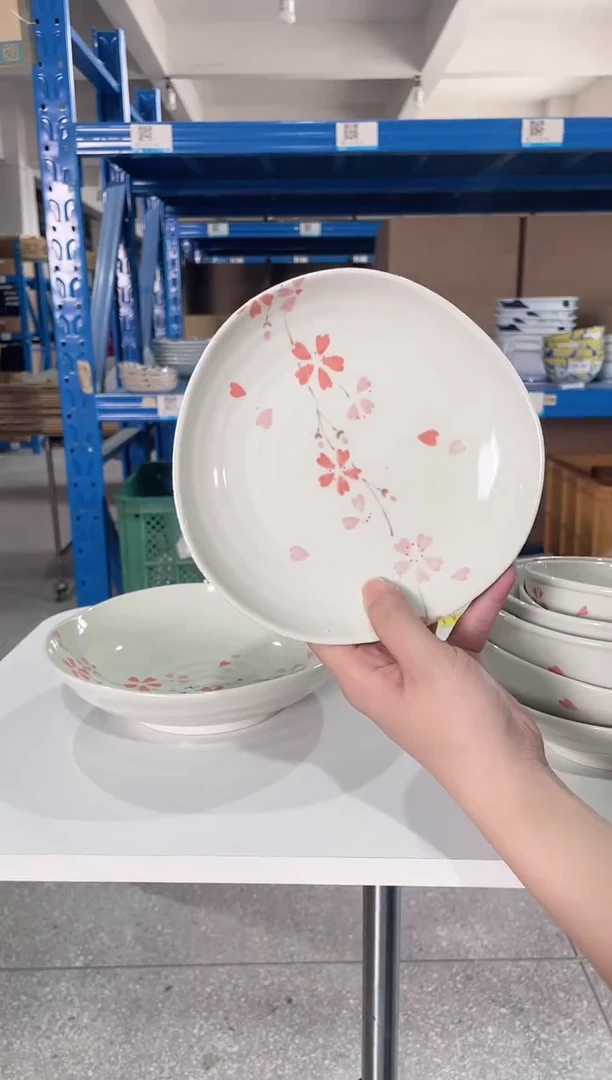 陶瓷2只花帘子6.5英寸三角盘