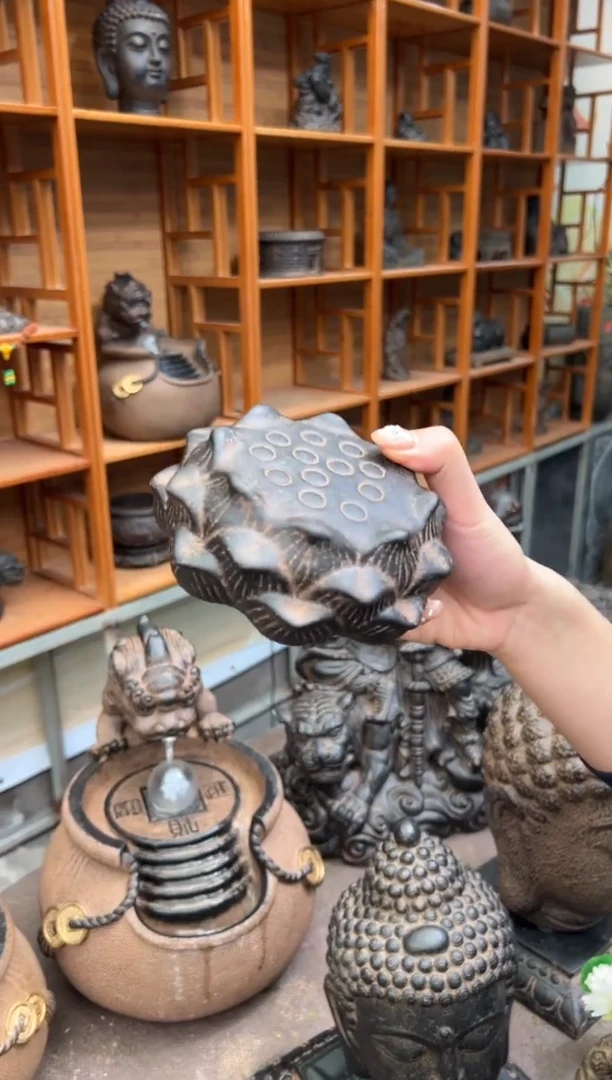 陶土【火山泥】莲蓬实心底座