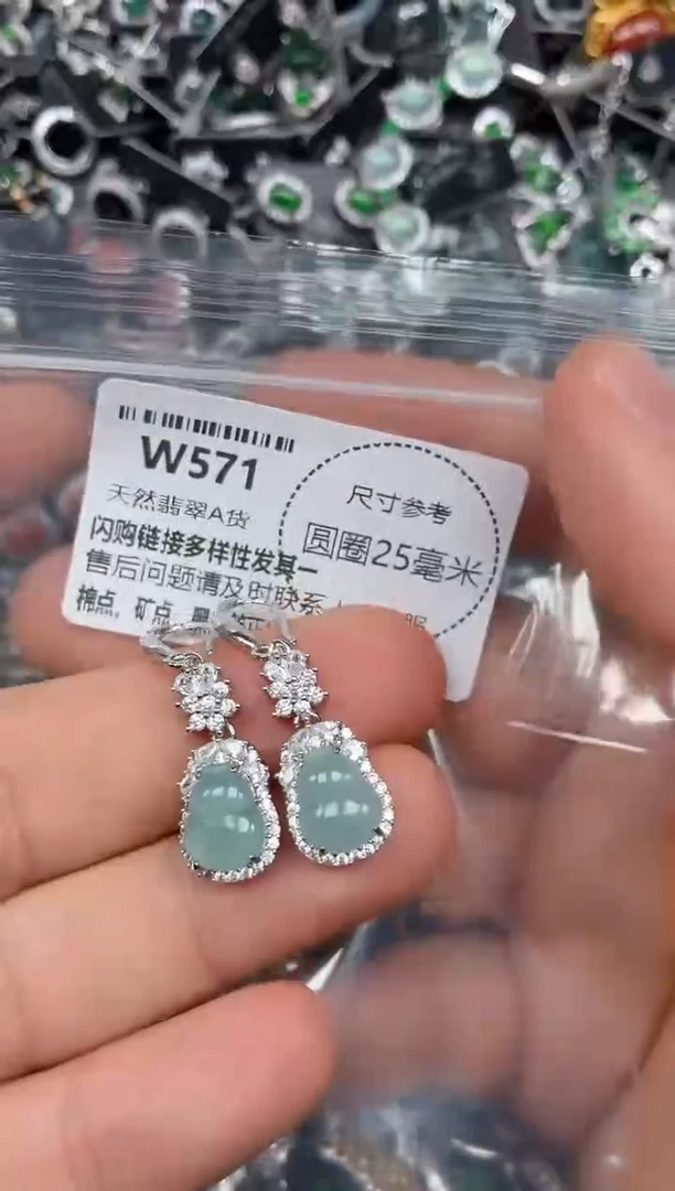 颈饰未镶嵌翡翠W571耳钩
