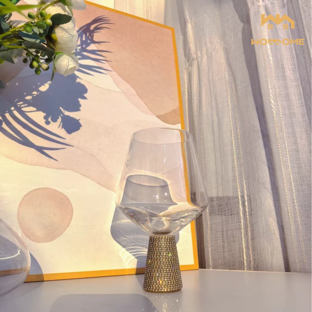 惊喜家2只复古缠钻实心底红酒杯啤酒杯果汁杯手工制作创意好看