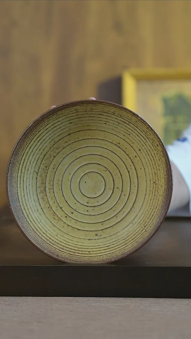 摆件景德镇7.6英寸复古焦黄盘