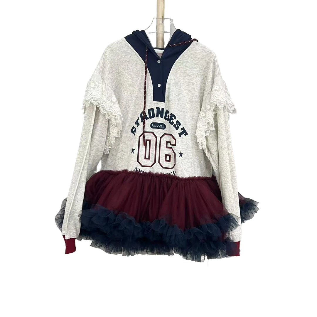 4167【珍珍优选】设计百搭师新款拼接纱纱春季长袖女装连衣裙时尚