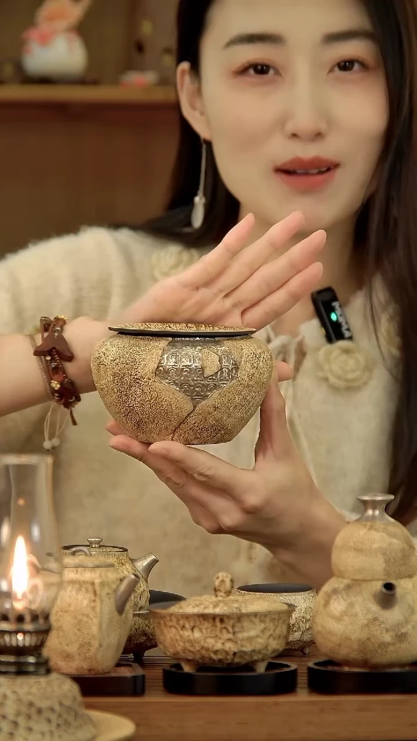 言野手作 粉引仿古敦煌建水