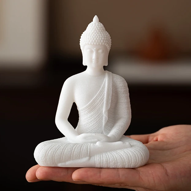 白云石大日如来佛茶宠摆件新中式鱼缸造景茶空间办公室桌面院庭