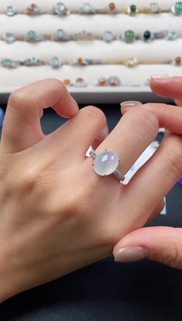 银S925镶嵌戒指翡翠6666666+2