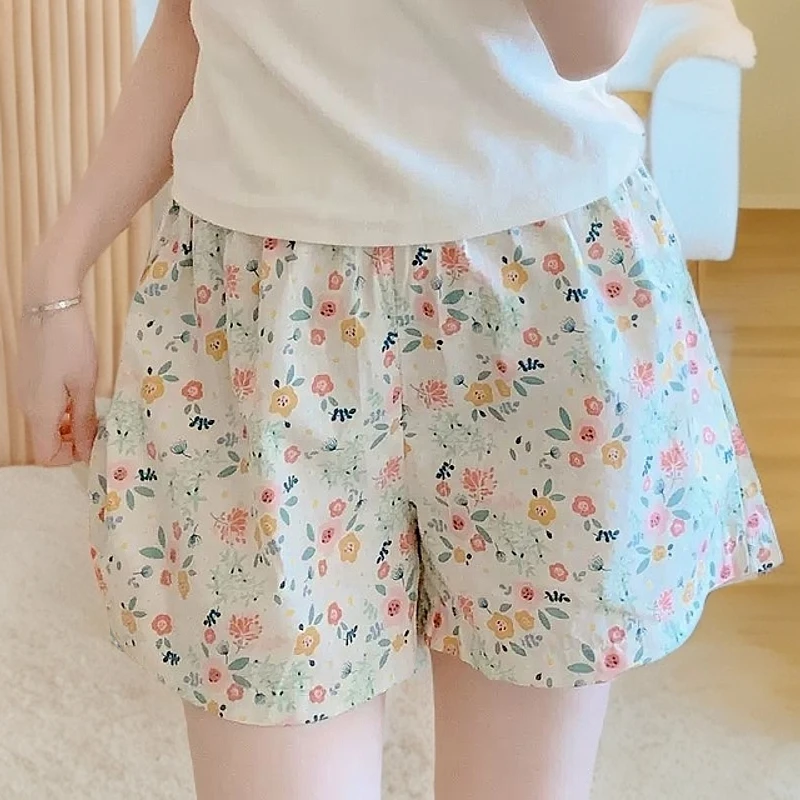 春夏碎花短裤睡裤女外穿甜美遛弯裤薄款百搭家居裤大码宽松学生穿