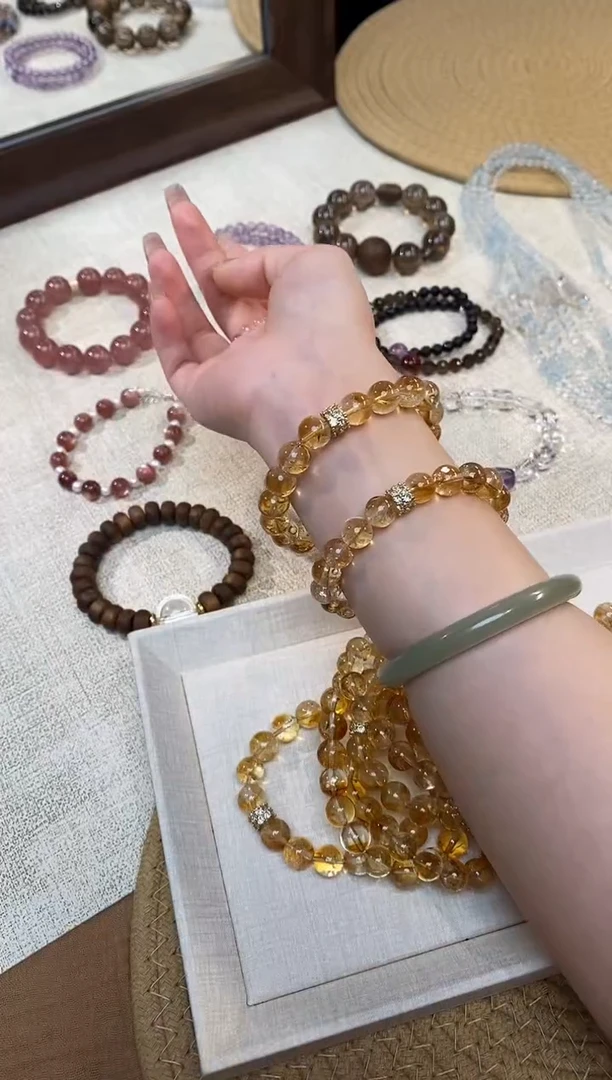 合金手链水晶《鎏光》黄塔晶黄水晶设计款手串9-10mm多样性发一