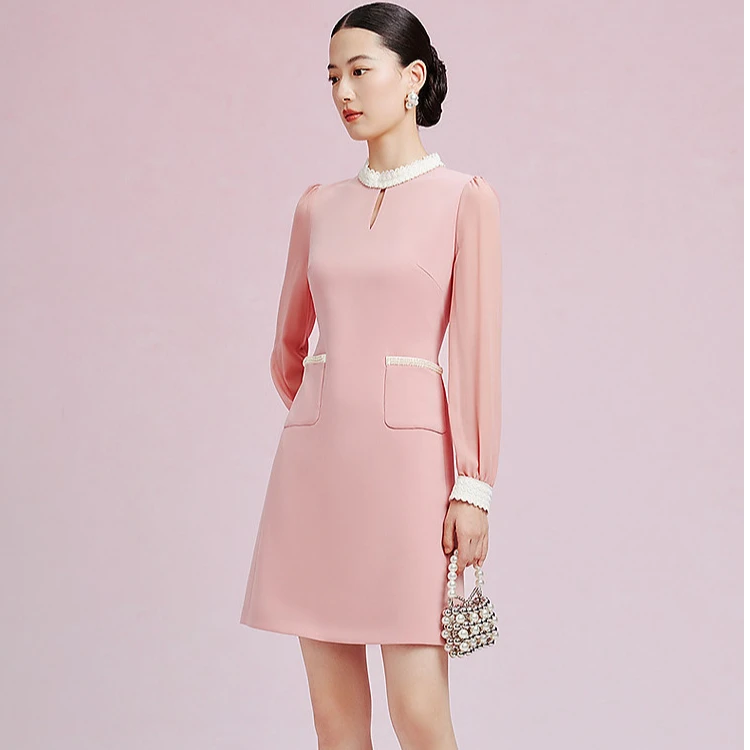 【晨粉专享价】25春秋奢雅浪漫显瘦小香风商场同款礼服连衣裙女