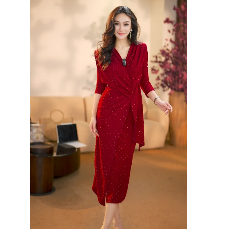 【袁小姐】热恋岛屿 法式高级轻奢设计师气质显瘦时尚连衣裙-F946