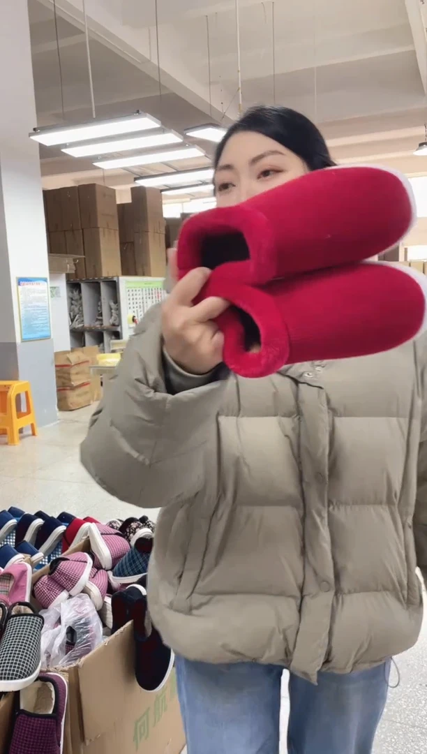 微瑕红色毛圈棉鞋38码
