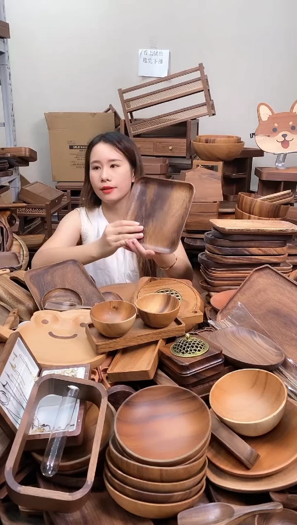 木  南美胡桃木正方盘20*20*2cm  整木