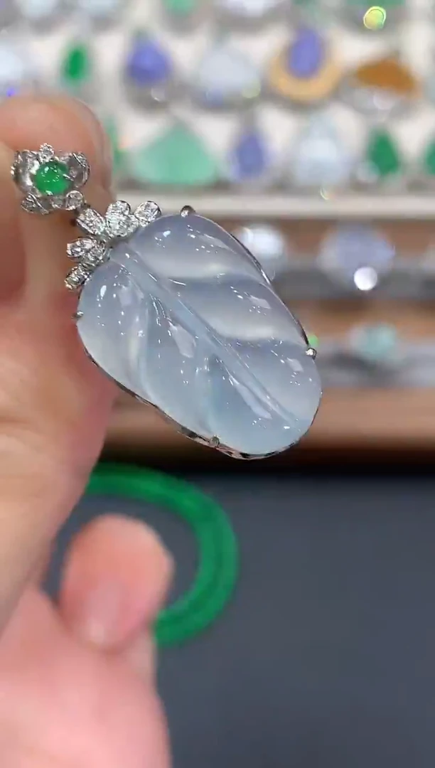 吊坠(不含链)18K金镶嵌翡翠a14