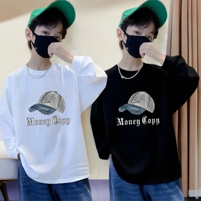 洋气男童纯棉长袖t恤男童韩版中大童纯棉长袖帅气男孩春秋季上衣