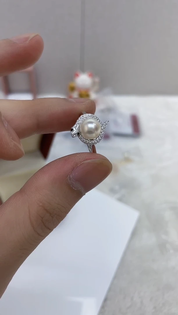 银S925镶嵌海水珍珠戒指