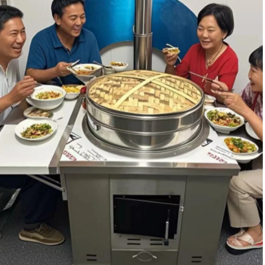 大蒸笼烧木柴家用农村无烟不锈钢新款型大铁锅台柴火灶