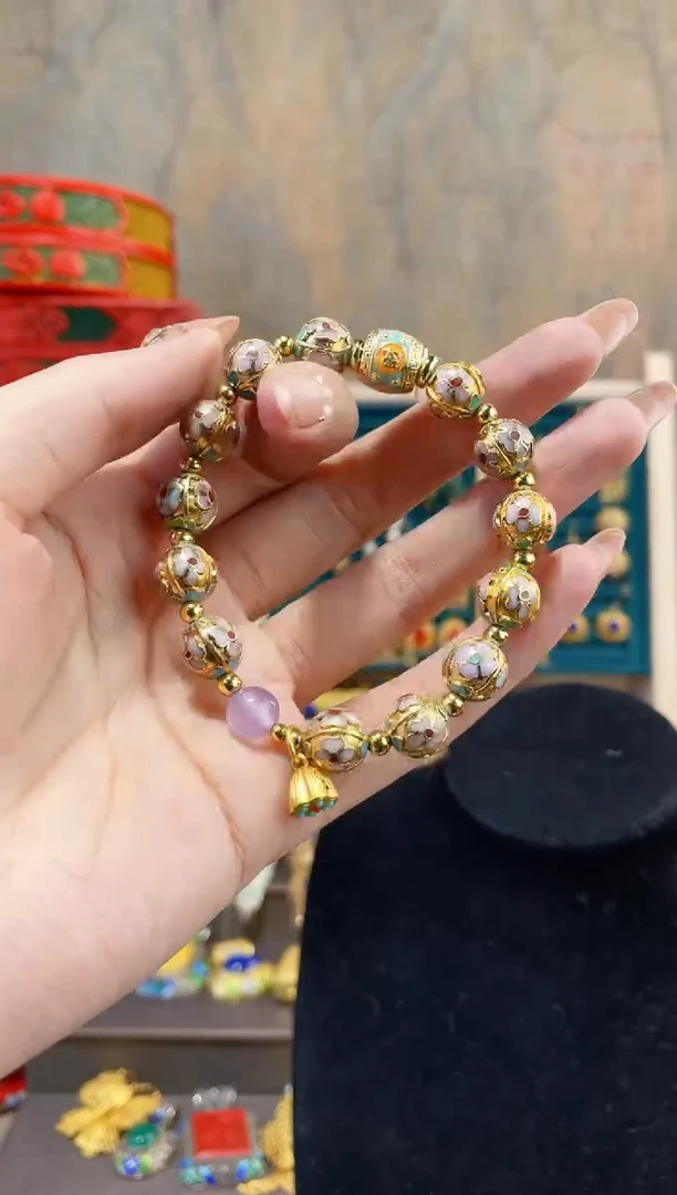 【闪购商品】景泰蓝金地瓜棱手串配珠加粉