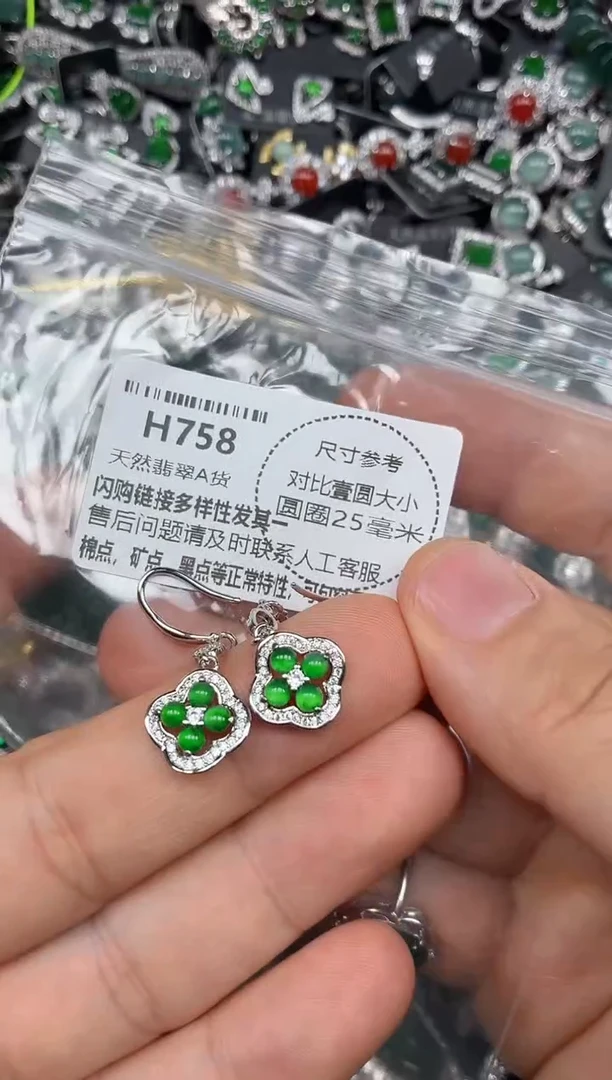 颈饰未镶嵌翡翠H758耳钩