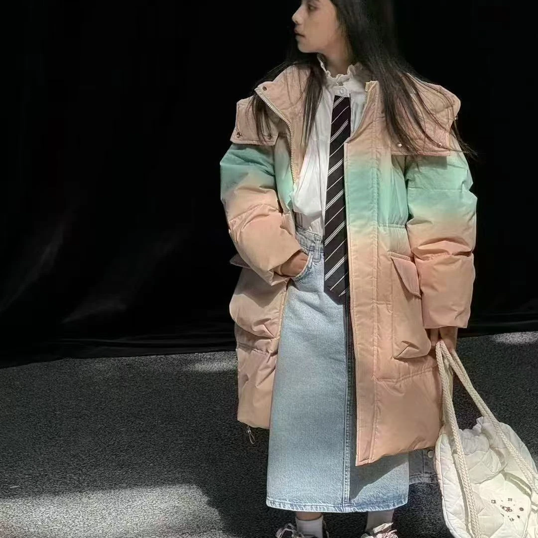 【晶秋】【现】41渐变色长款大版加厚秋冬羽绒服时尚韩版儿童