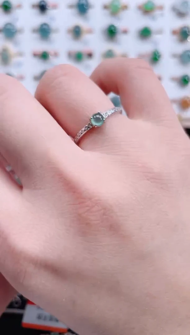 银S925镶嵌戒指翡翠天然翡翠