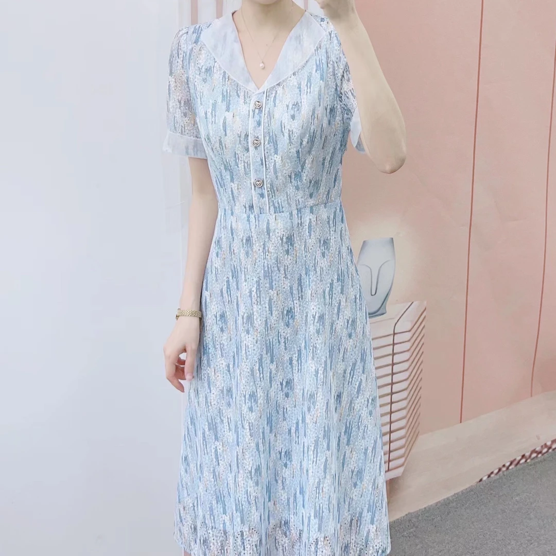 600蕾丝减龄显瘦短袖连衣裙1600白领连B3