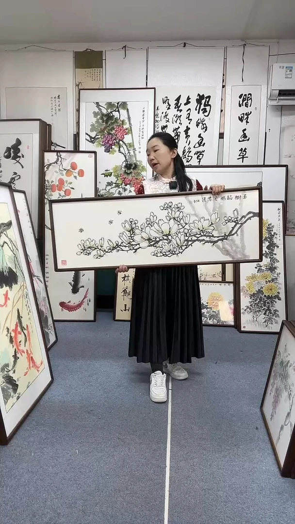 国画尺寸43*123实木画框京东包邮手绘