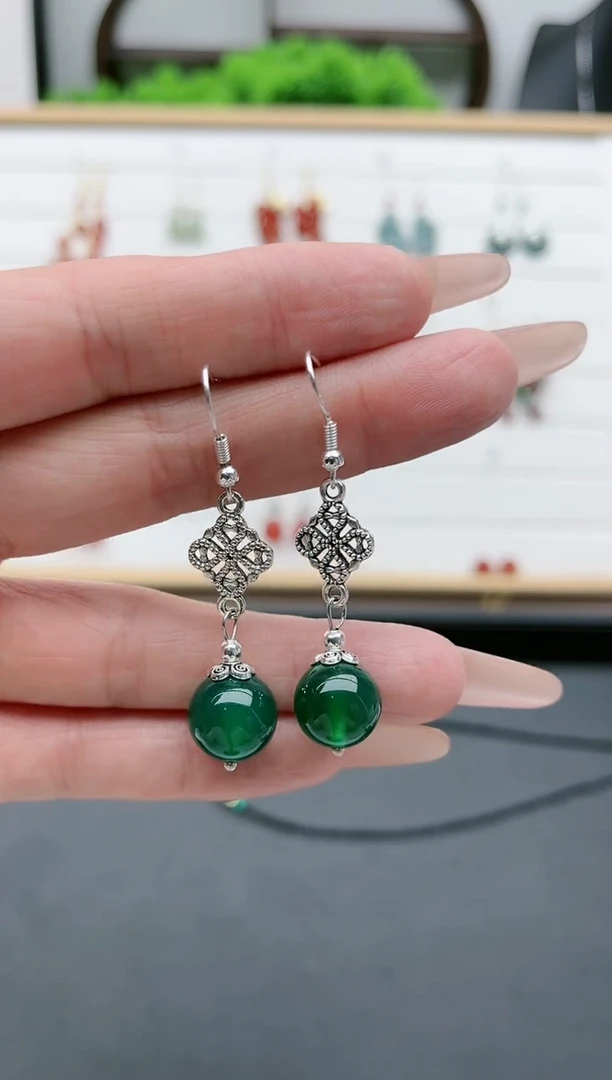 【闪购商品】玛瑙/玉髓耳饰银S925镶嵌03