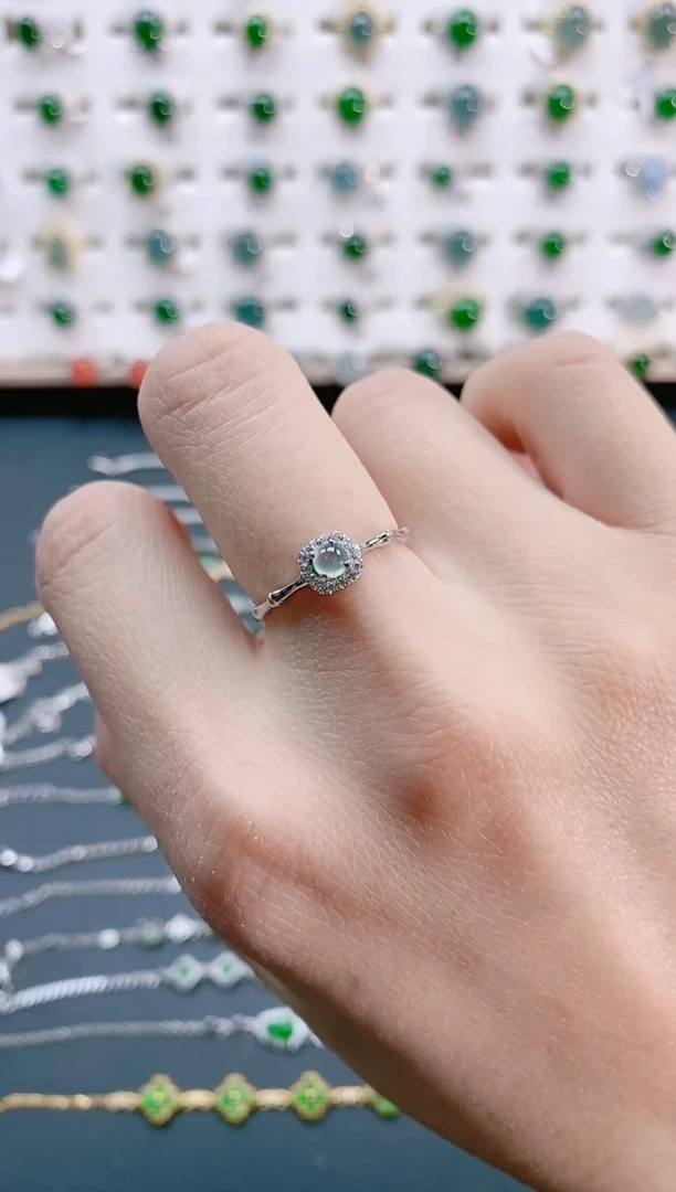 【闪购商品】翡翠戒指银S925镶嵌天然翡翠