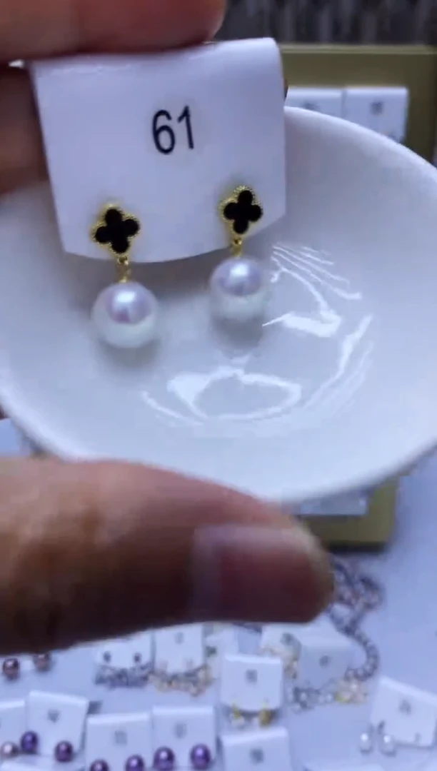 银S925镶嵌耳饰淡水珍珠61