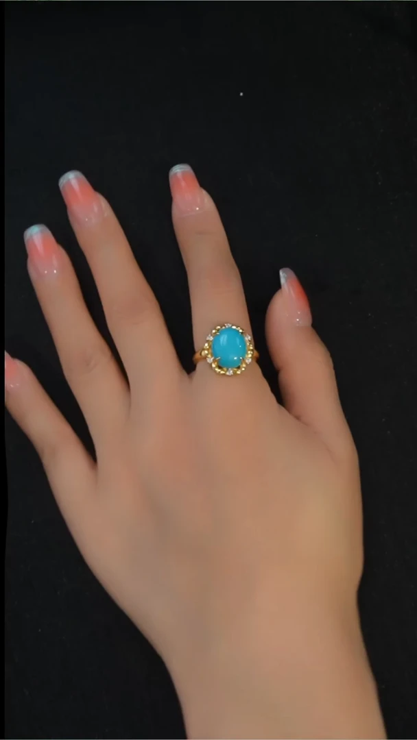 银S925镀金镶嵌绿松石戒指发货一件