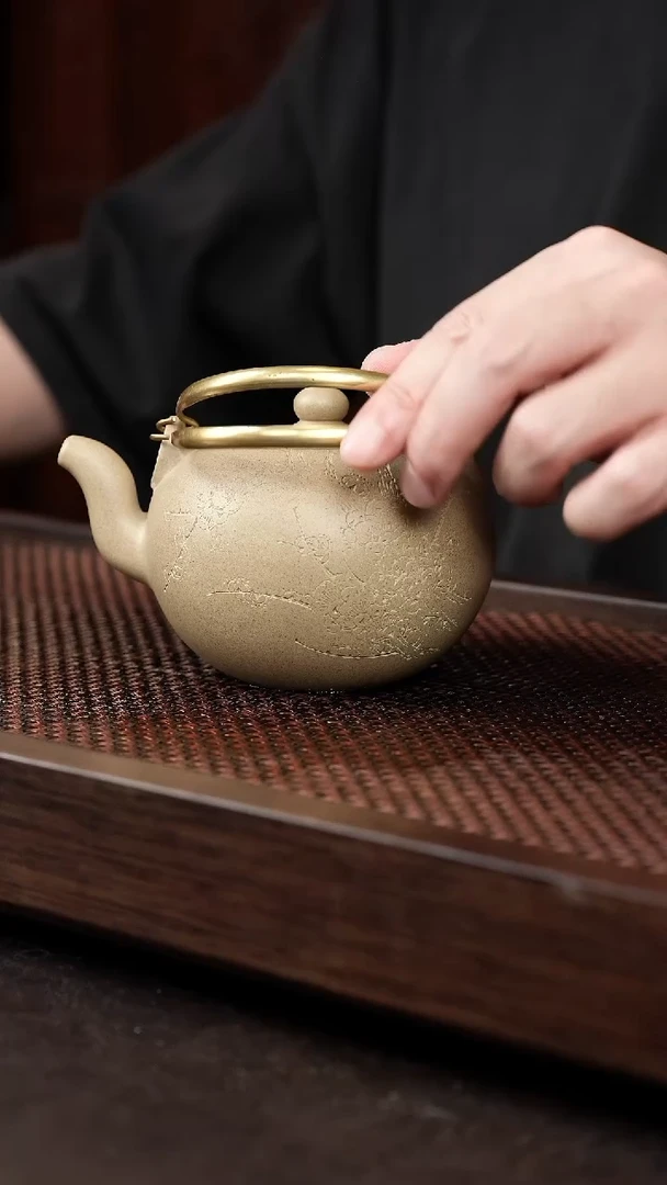 茶壶紫砂本绿蛋包刻绘壶