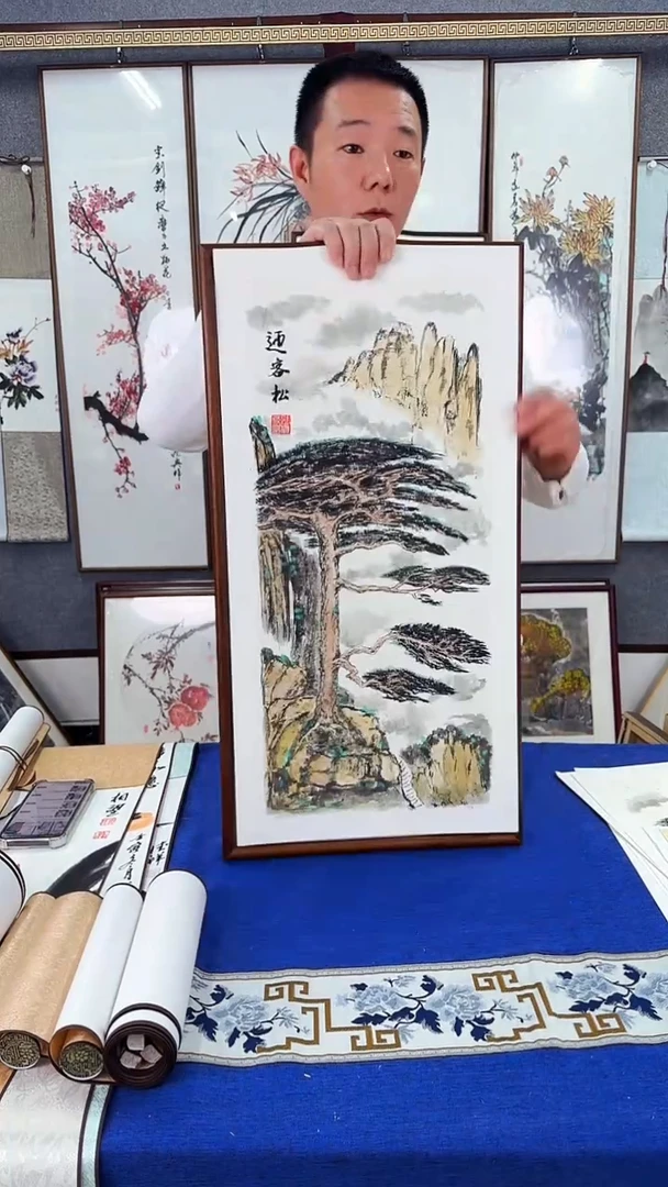 国画山水 实木装裱36*69