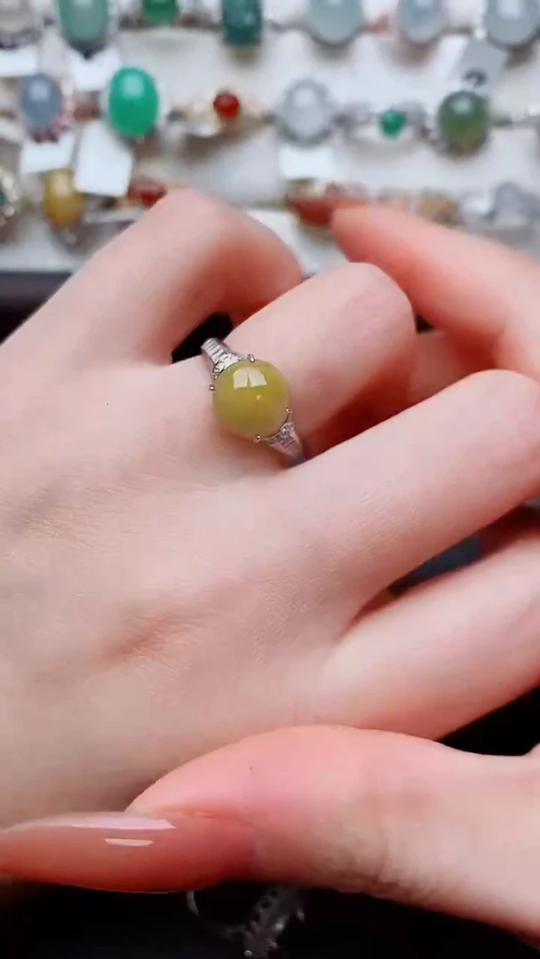 银S925镶嵌戒指翡翠...