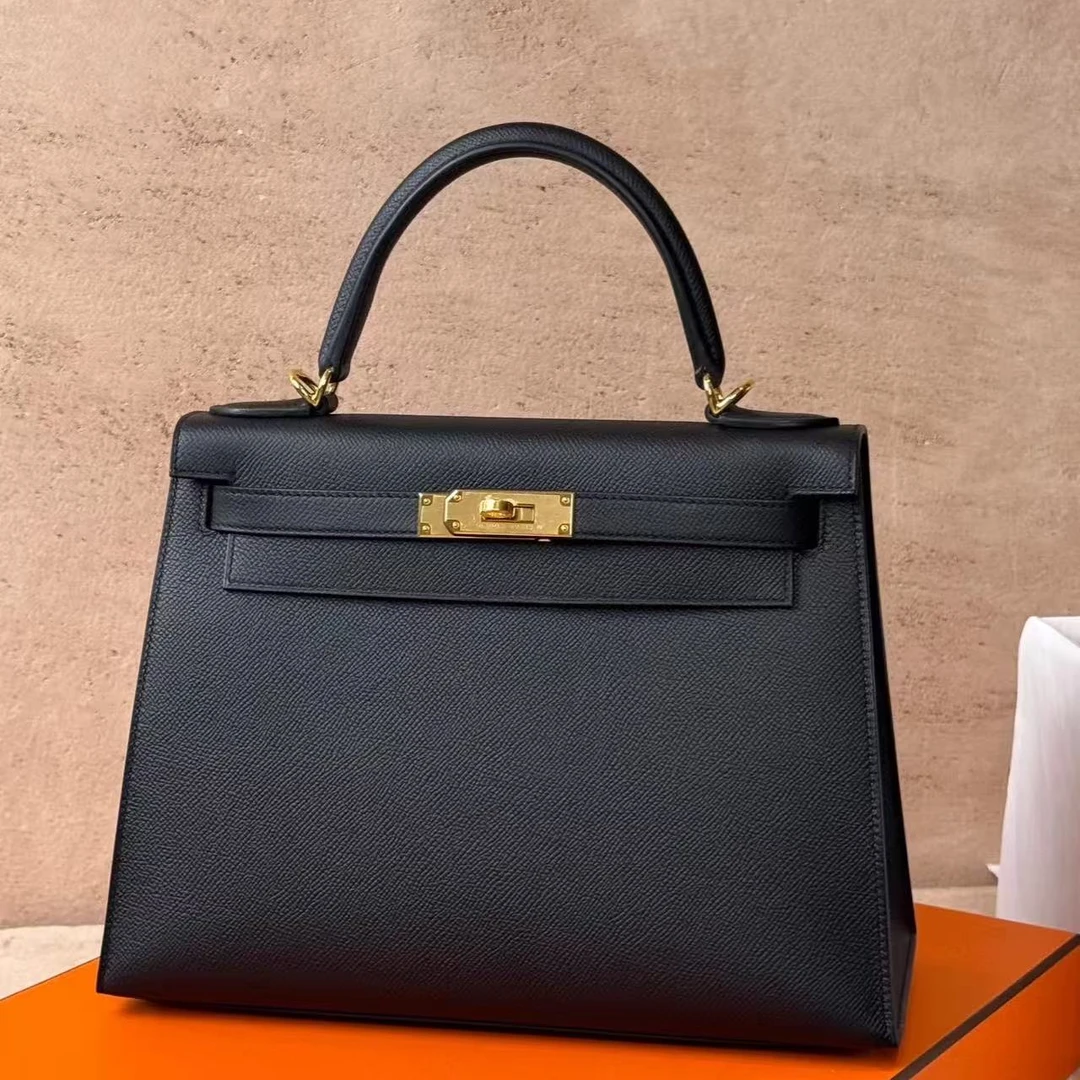 99新 Hermes/爱马仕 爱马仕 kelly32 黑金T刻单肩包9210008