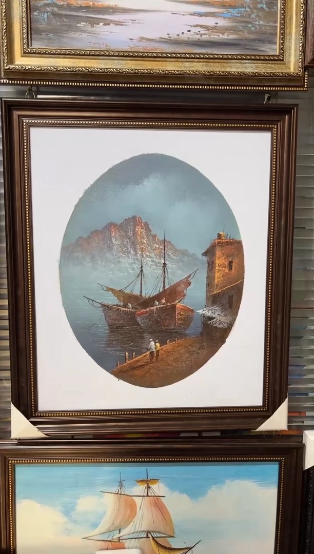 油画50/60带框房子画作。。