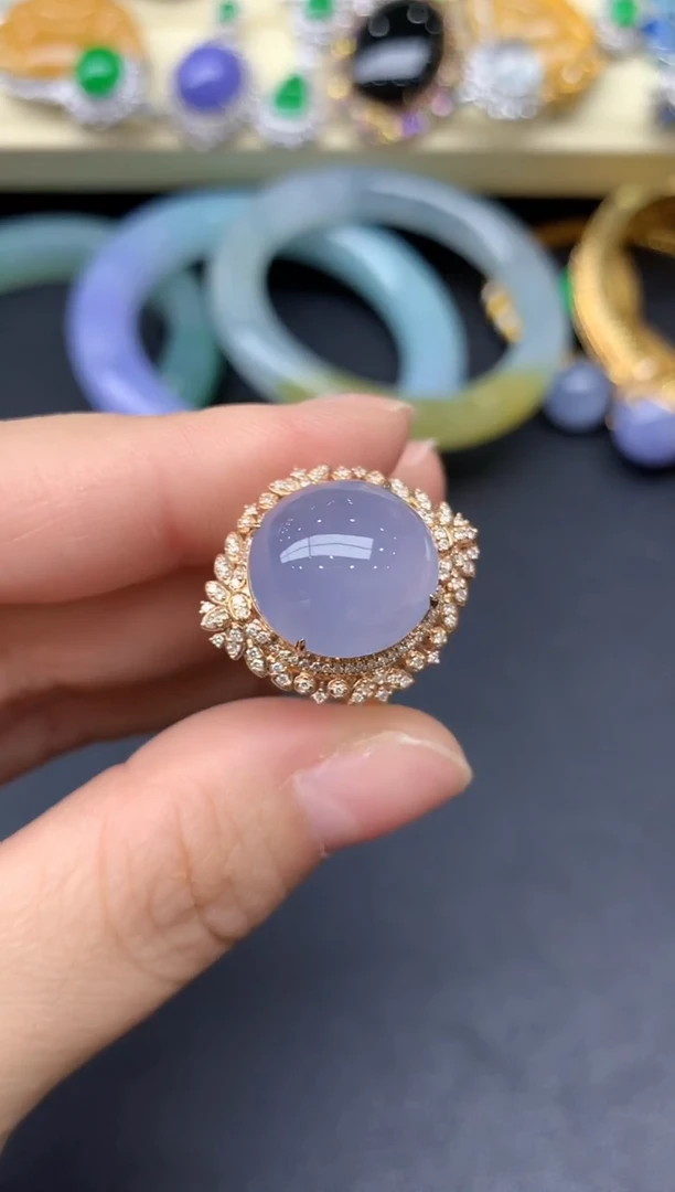 18K金镶嵌戒指翡翠390-雪姐翡翠天天见