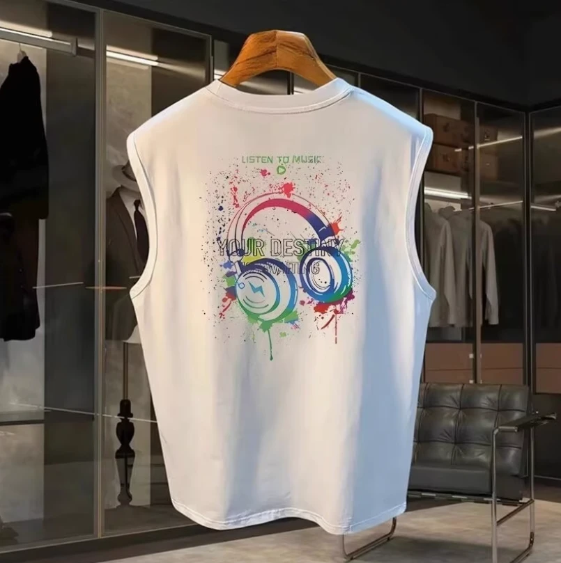 【酷炫耳机】潮流休闲时尚百搭无袖T恤痞帅百搭2669