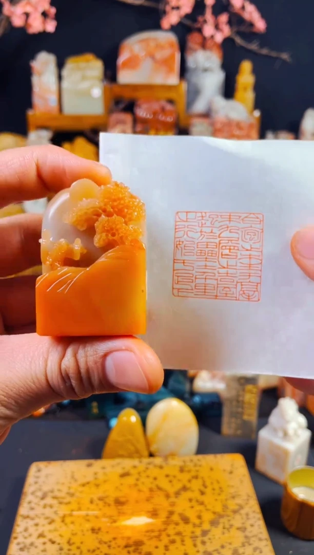【闪购商品】老挝石印石手工篆刻《合抱之木生于毫末..》